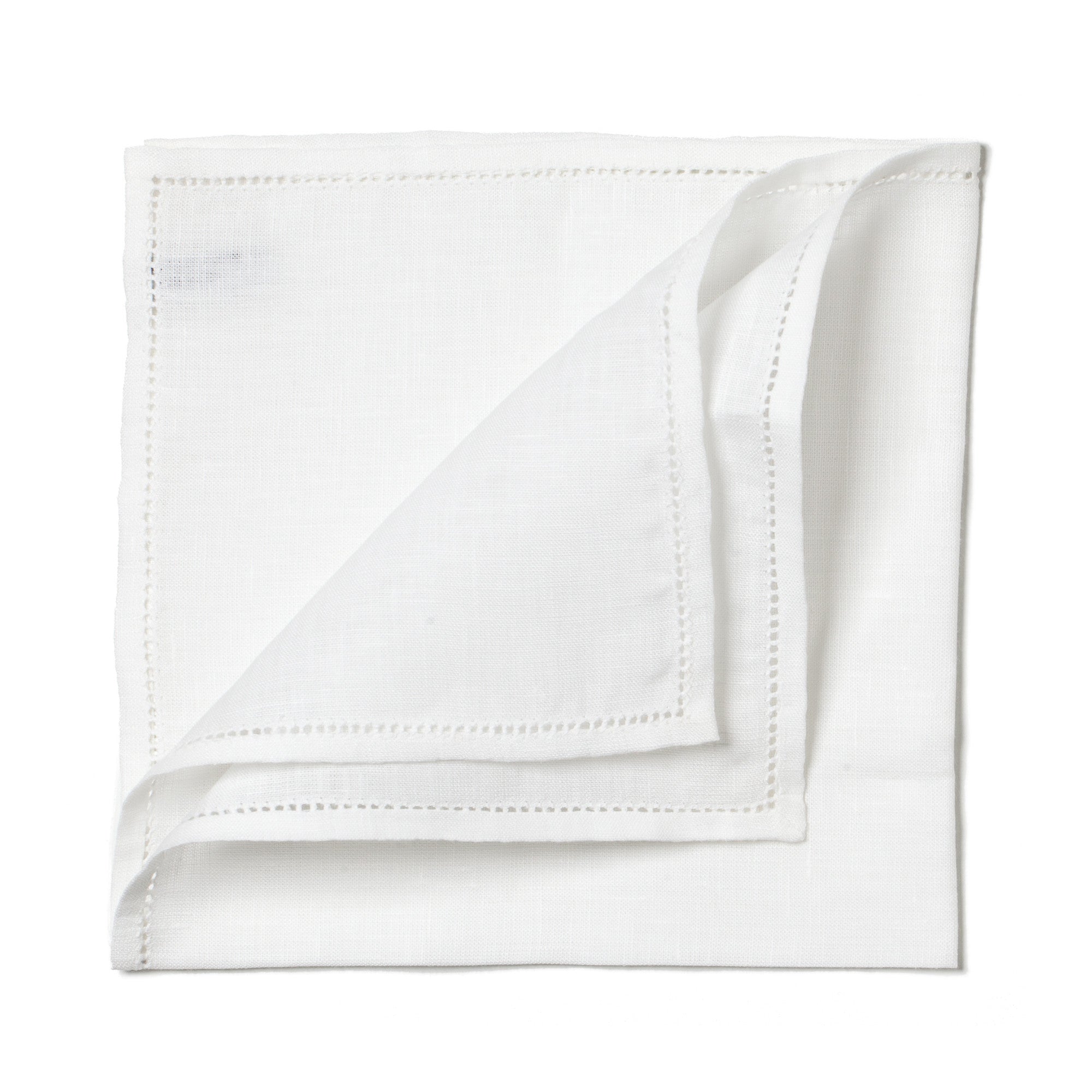 White Pocket Square "Jour Venise" made of pure Linen - hand-embroidered